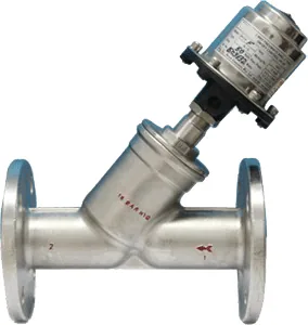Diagram showing how a Y type pneumatic control valve works